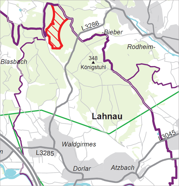 Ausschnitt aus dem Teilregionalplan Energie Mittelhessen. Rot schraffiert das Windvorranggebiet Nr. 2138, in dem sich der Standort der geplanten Anlagen befindet. Ausschnitt aus dem Teilregionalplan Energie Mittelhessen. Rot schraffiert das Windvorranggebiet Nr. 2138, in dem sich der Standort der geplanten Anlagen befindet.